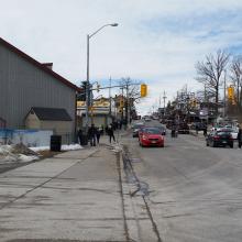 Looking up the street